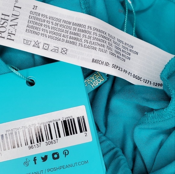 NWT Posh Peanut Tulle Ruffled Leggings Turquoise Aqua Toddler Girls Size 2T - Picture 4 of 4